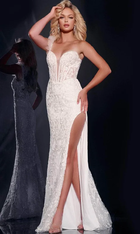 How to choose a wedding dress with a low back-Jovani 40425 - Lace High Slit Prom Dress How to choose a wedding dress with a low back-Jovani 40425 - Lace High Slit Prom Dress