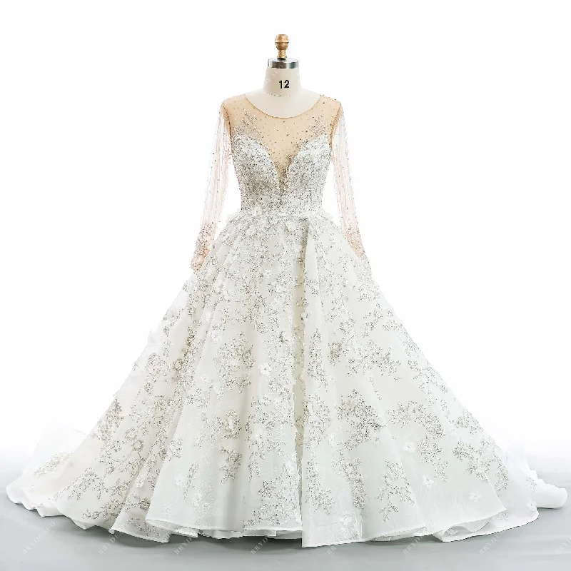 Sparkly Lace Ball Gown Wedding Dress