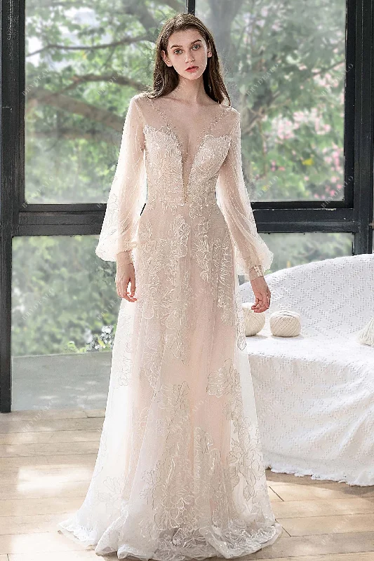 Bohemian Beaded Lace Bridal Gown