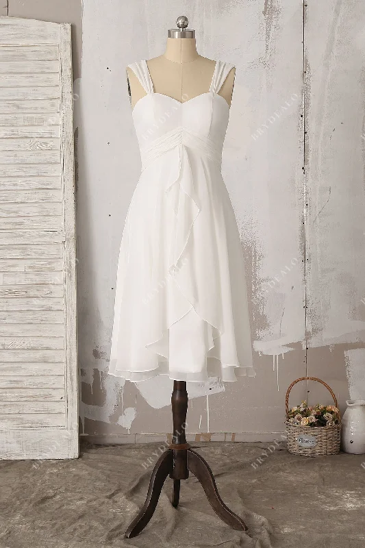Light Ivory Chiffon City Bridal Shower Dress with Ruffles