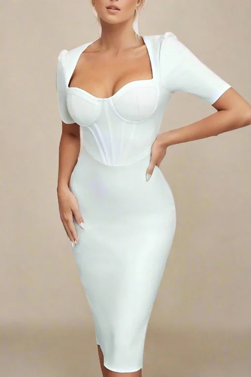 How to choose the perfect wedding dress for your body shape-Lola Short Sleeve Bodycon Midi Dress - Pearl White How to choose the perfect wedding dress for your body shape-Lola Short Sleeve Bodycon Midi Dress - Pearl White
