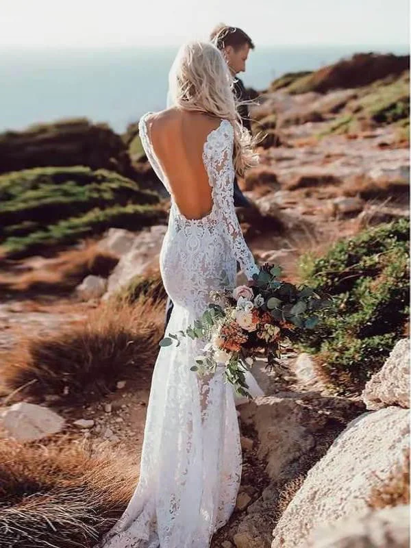 Best wedding dresses for a sophisticated bride-Long Sleeves Lace Wedding Dresses Mermaid Backless Bridal Gowns WD328 Best wedding dresses for a sophisticated bride-Long Sleeves Lace Wedding Dresses Mermaid Backless Bridal Gowns WD328