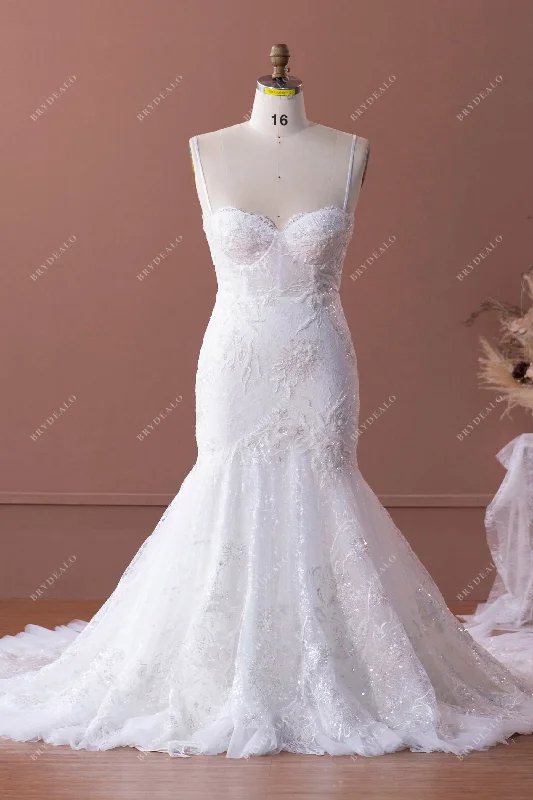 Plus Size Sweetheart Strapless Luxury Lace Trumpet Bridal Gown