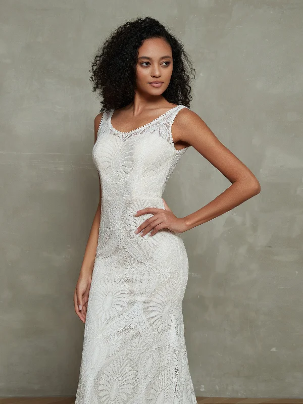 Best fabrics for wedding dresses for comfort-Mermaid Lace Boho Wedding Dresses with Chapel Train-As Picture Best fabrics for wedding dresses for comfort-Mermaid Lace Boho Wedding Dresses with Chapel Train-As Picture