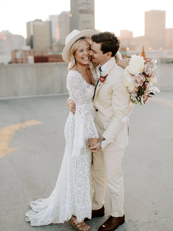 Classic wedding dresses with lace details-Mermaid Wedding Dresses Long Sleeves Lace Long Bridal Gowns WD256 Classic wedding dresses with lace details-Mermaid Wedding Dresses Long Sleeves Lace Long Bridal Gowns WD256