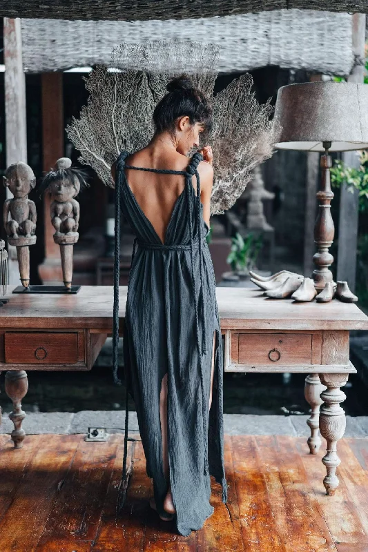 Affordable wedding dresses with open back designs-Navy Blue Nomad Spirit Dress  (Adjustable size, multiway dress)
