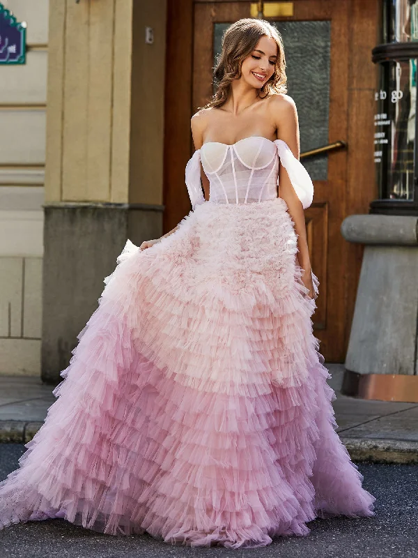 Should I buy my wedding dress online or in-store-Off Shoulder Ruffle Tiered Tulle Ball Gown Pink Should I buy my wedding dress online or in-store-Off Shoulder Ruffle Tiered Tulle Ball Gown Pink