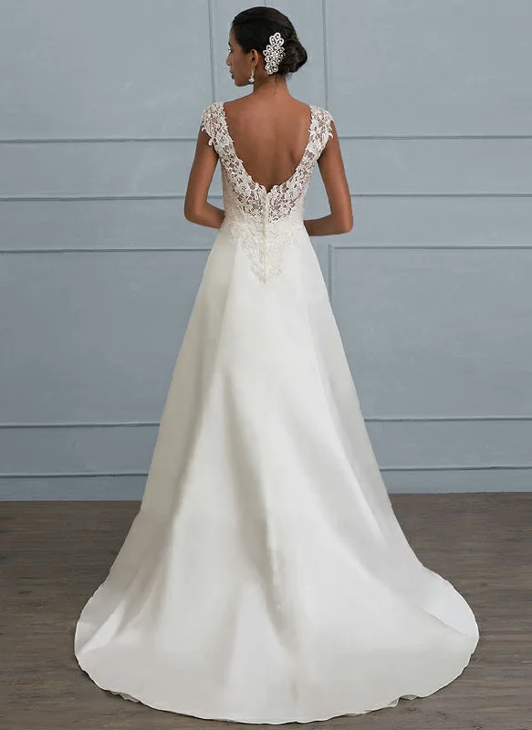 Best wedding dresses with simple yet elegant designs-One-shoulder V-neck fishtail lace trailing wedding dress Best wedding dresses with simple yet elegant designs-One-shoulder V-neck fishtail lace trailing wedding dress