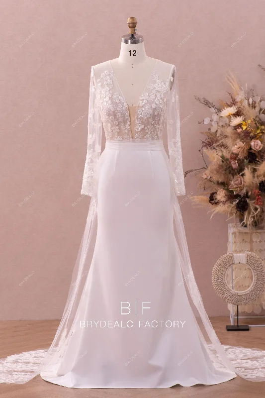 Dreamy Mermaid Modern Crepe Wedding Dress