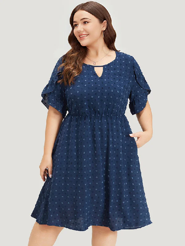 How to style a modern wedding dress with accessories-Polka Dot Pocket Cut Out Petal Sleeve Dress How to style a modern wedding dress with accessories-Polka Dot Pocket Cut Out Petal Sleeve Dress