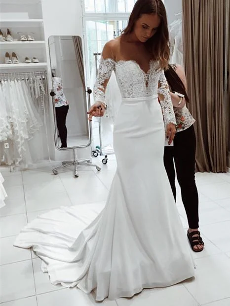 Wedding dresses with wrap-around designs for a slimming effect-Popular Chiffon Batea Neckline Sheath Wedding Dresses With Appliques WD064 Wedding dresses with wrap-around designs for a slimming effect-Popular Chiffon Batea Neckline Sheath Wedding Dresses With Appliques WD064