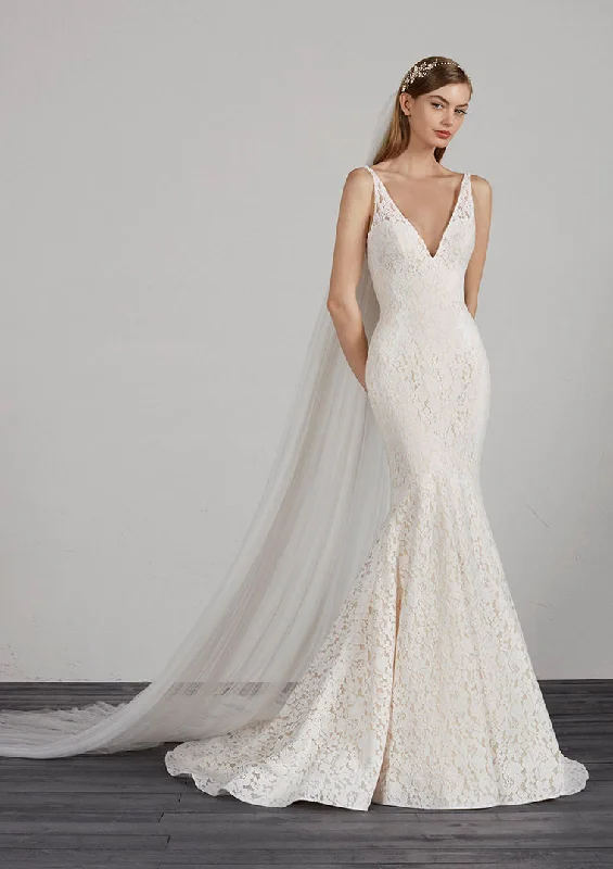 Where to find wedding dresses with free alterations-Pronovias Mosaico Gown