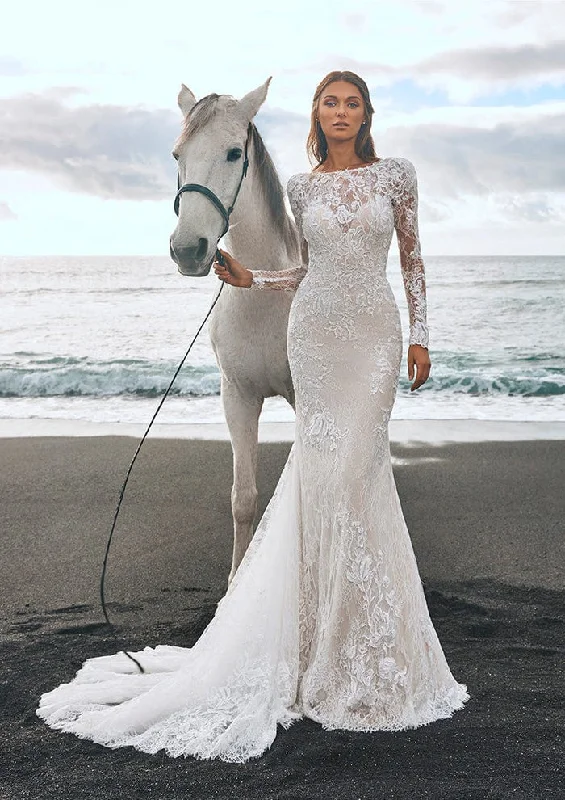 Wedding dresses with minimalist designs for a modern bride-Pronovias Panjin Gown