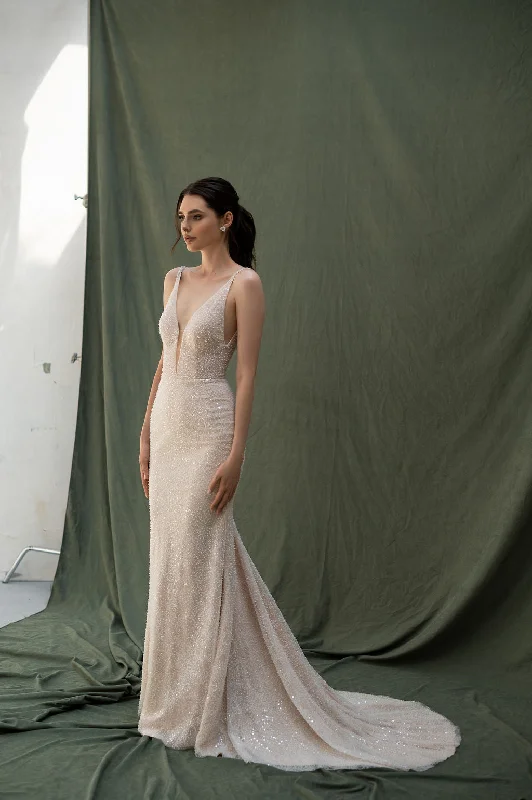Wedding dresses with illusion necklines for a modern feel-Rosemary