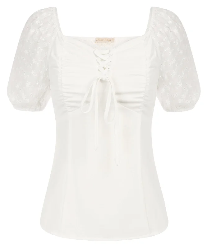 Wedding dresses with open back styles for added allure-Seckill Offer⌛Ruched Puffed Short Sleeve Square V-Neck Tops Wedding dresses with open back styles for added allure-Seckill Offer⌛Ruched Puffed Short Sleeve Square V-Neck Tops