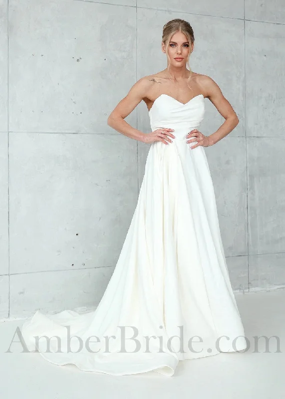 How to choose a wedding dress for your body type-Satin A-Line Wedding Dress with Strapless Sweetheart Neckline and Low Back How to choose a wedding dress for your body type-Satin A-Line Wedding Dress with Strapless Sweetheart Neckline and Low Back