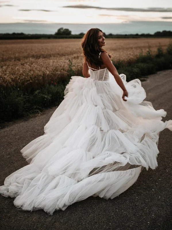 Sexy Halter Backless Tulle Wedding Dresses A-line  Bridal Gowns WD376