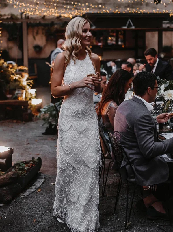 Sexy Sequin Wavy beaded lace Backless Halter Neckline Floor-length Train Wedding Dresses WD558 Sexy Sequin Wavy beaded lace Backless Halter Neckline Floor-length Train Wedding Dresses WD558