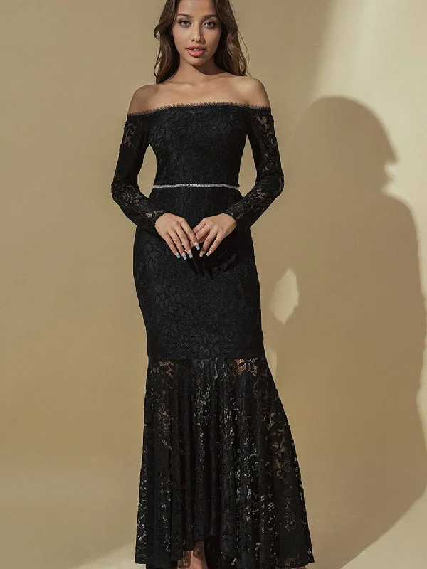 Black Petite Wedding Dress Mermaid Lace Gowns