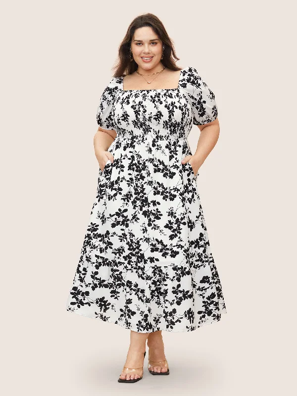How to pick the right wedding dress style for your venue-Silhouette Floral Print Shirred Puff Sleeve Dress How to pick the right wedding dress style for your venue-Silhouette Floral Print Shirred Puff Sleeve Dress