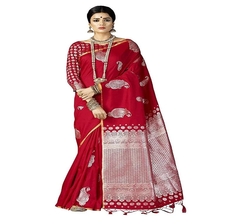 Wedding dresses with floral embroidery for a romantic feel-SILK SAREES Women's Banarasi Silk Saree With Unstitched Blouse Piece Wedding dresses with floral embroidery for a romantic feel-SILK SAREES Women's Banarasi Silk Saree With Unstitched Blouse Piece