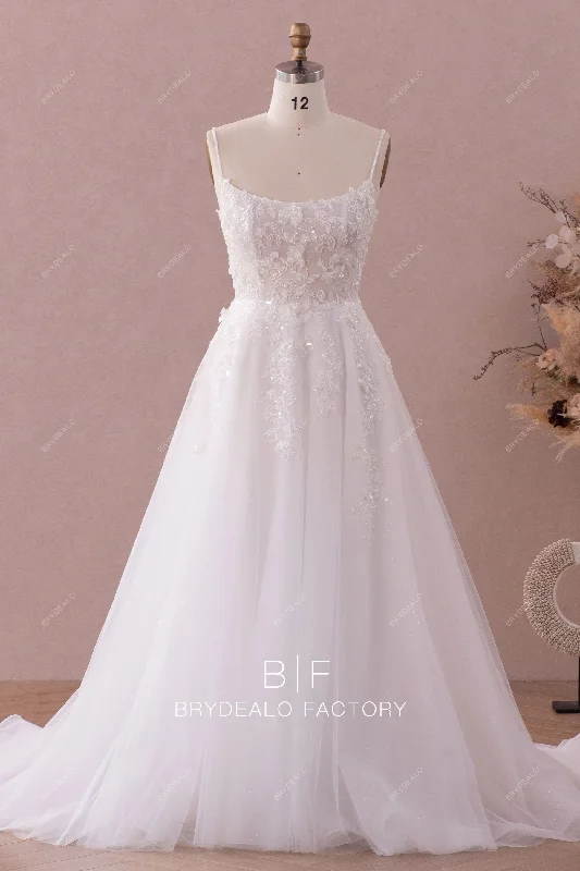 Spaghetti Straps Lace Princess A-line Wedding Dress