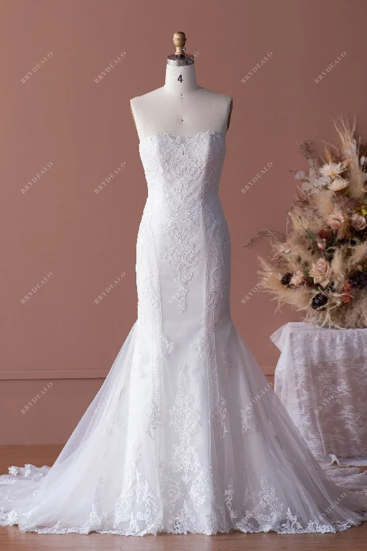 Sequin Lace Fishtail Wedding Gown