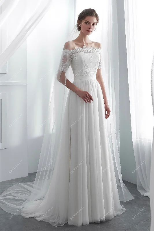 Summer A-line Bridal Gown with Detachable Lace Bolero