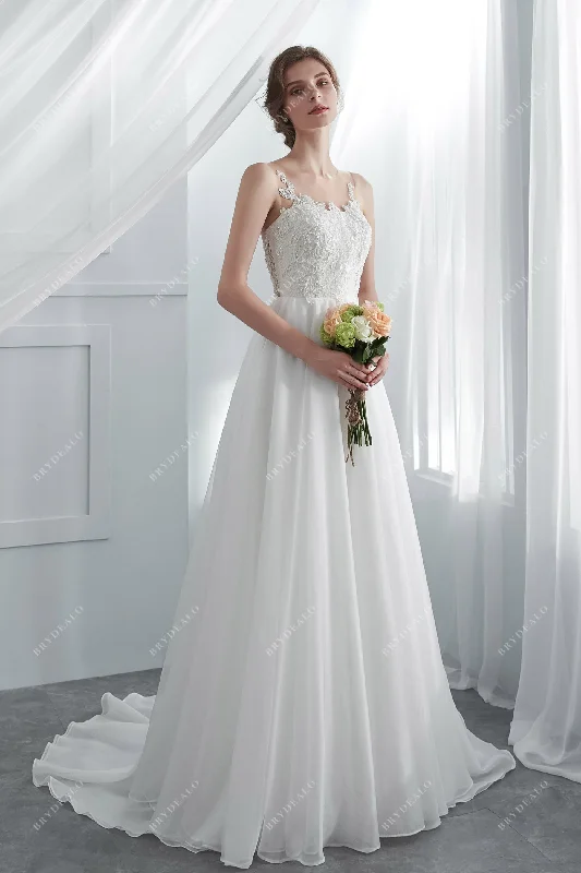 Summer A-Line Wedding Dress with Beaded Lace & Organza Skirt