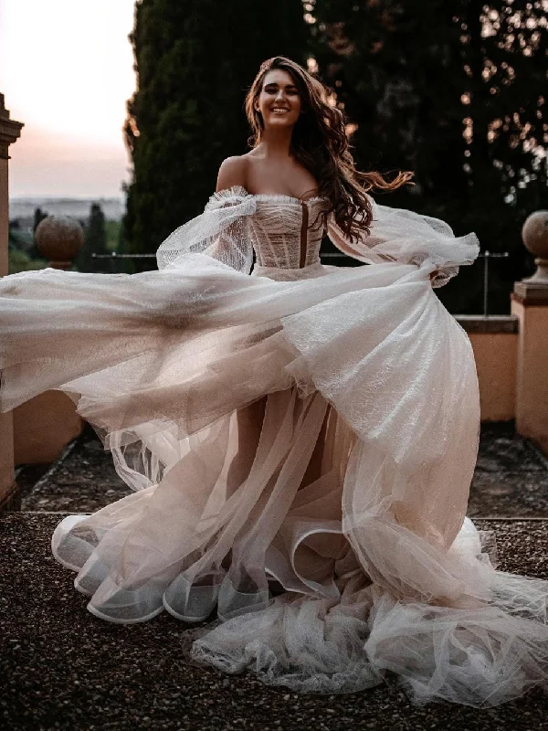 Where to buy wedding dresses for plus-size brides-Sweet Sparkle Lace Long Sleeves Chapel Train A-line Wedding Dresses WD566 Where to buy wedding dresses for plus-size brides-Sweet Sparkle Lace Long Sleeves Chapel Train A-line Wedding Dresses WD566