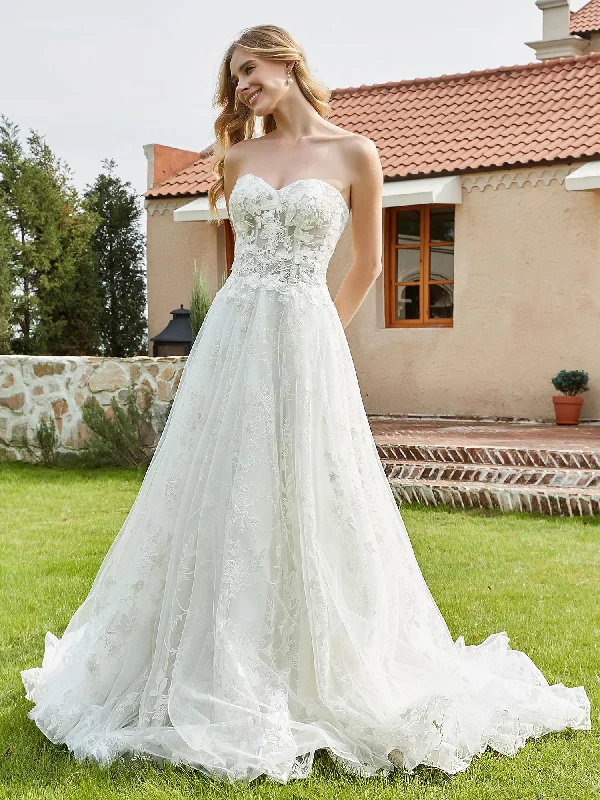 Where to find unique wedding dresses for brides-Sweetheart Neckline Lace Appliqued A-Line Wedding Dress Ivory Where to find unique wedding dresses for brides-Sweetheart Neckline Lace Appliqued A-Line Wedding Dress Ivory