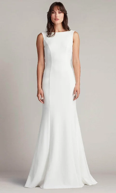 Wedding dresses for brides who prefer classic styles-Tadashi Shoji BOS24104L - Beckwith Rosette Low Back Mermaid Gown Wedding dresses for brides who prefer classic styles-Tadashi Shoji BOS24104L - Beckwith Rosette Low Back Mermaid Gown
