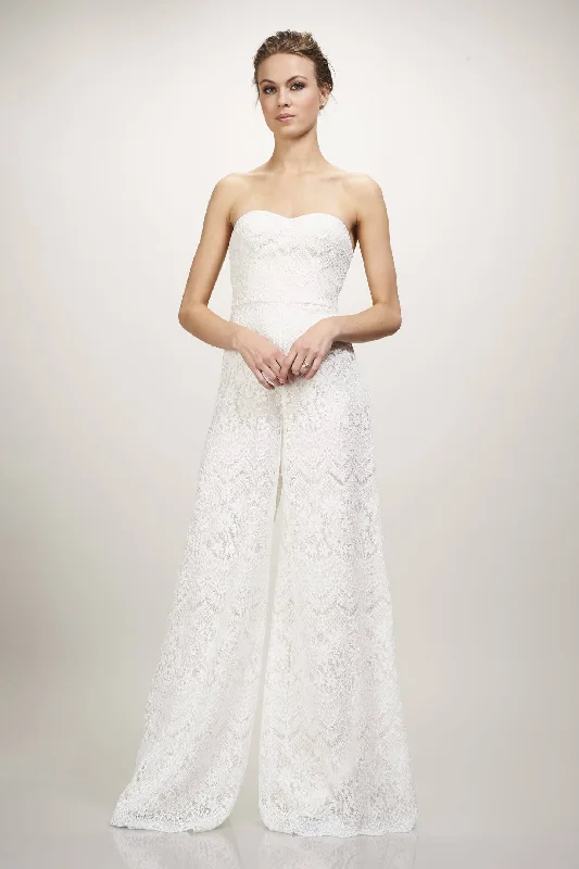Best wedding dress colors for different skin tones-Theia Skyler Bridal Jumpsuit