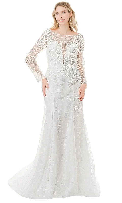 A-line wedding dresses for a timeless appearance-Trevi Collection MS0028 - Floral Lace Bateau Bridal Dress A-line wedding dresses for a timeless appearance-Trevi Collection MS0028 - Floral Lace Bateau Bridal Dress