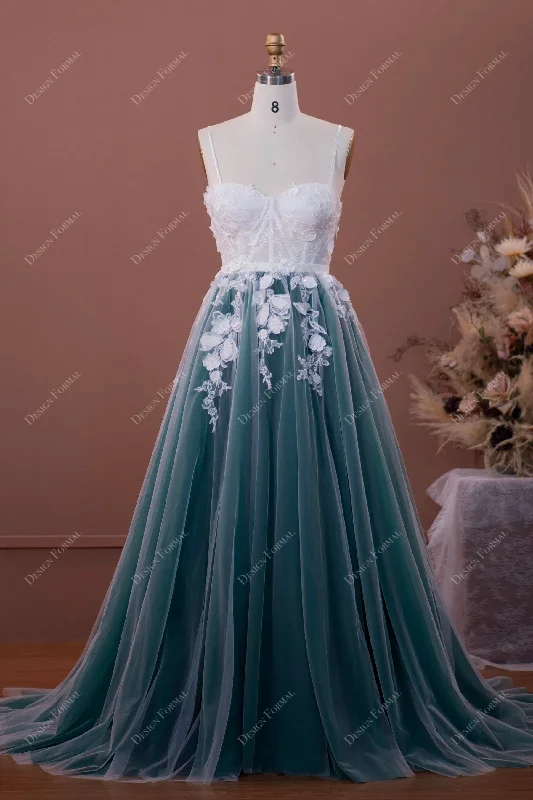 Two-Tone Corset Lace Fairy Sweetheart A-line Wedding Dress