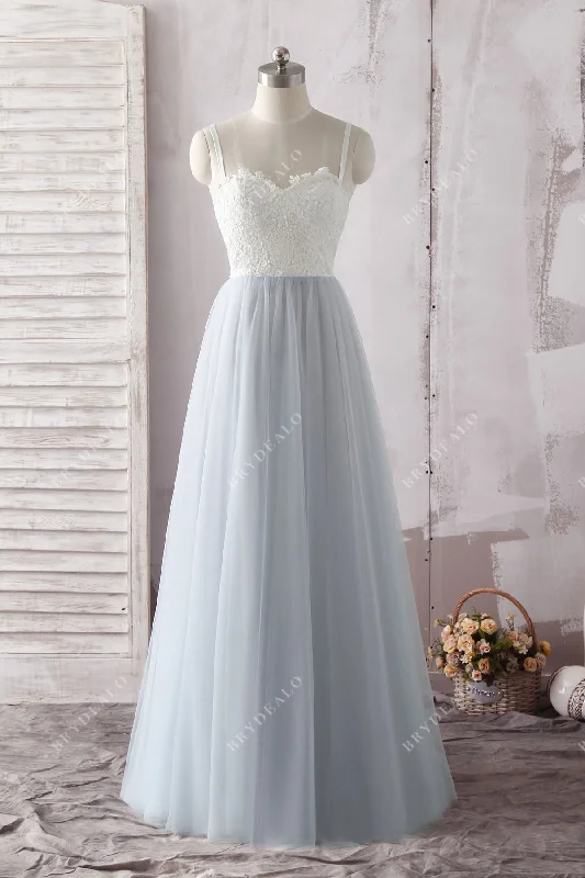 Two-Tone Lace Tulle Sweetheart Floor Length Casual Bridal Gown
