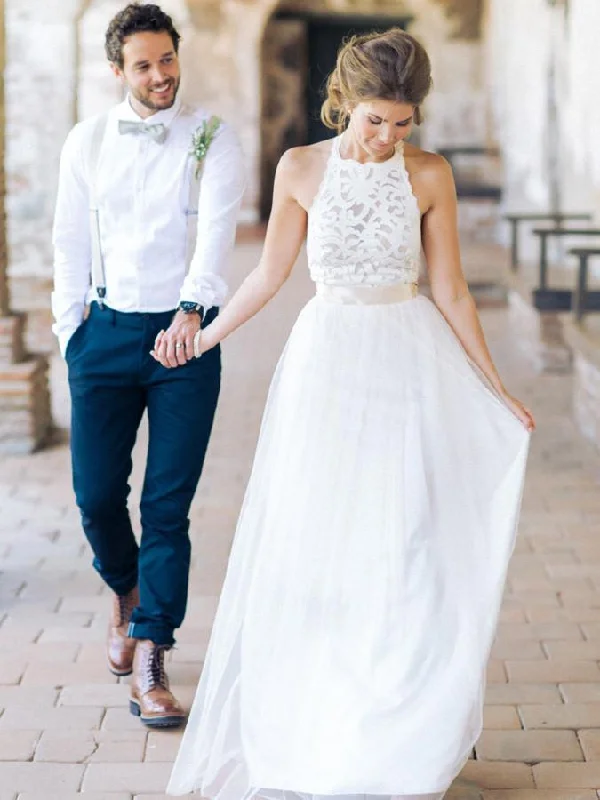 How to add your personal touch to your wedding dress-Unique Tulle Halter Neckline Floor-length A-line Wedding Dress WD044 How to add your personal touch to your wedding dress-Unique Tulle Halter Neckline Floor-length A-line Wedding Dress WD044