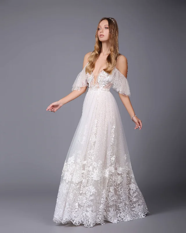 Affordable wedding dresses for a stunning appearance-KEREN - Wedding romantic dress for women. V-neck wedding dress. Affordable wedding dresses for a stunning appearance-KEREN - Wedding romantic dress for women. V-neck wedding dress.