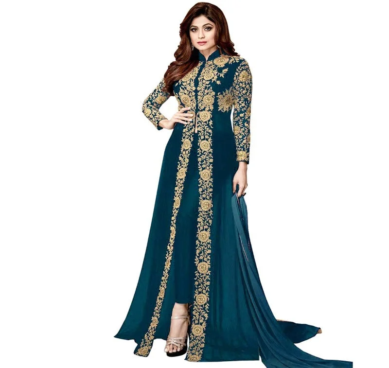 Wedding dresses for rustic or barn weddings-Women's Anarkali Long Gown With Dupatta Wedding dresses for rustic or barn weddings-Women's Anarkali Long Gown With Dupatta